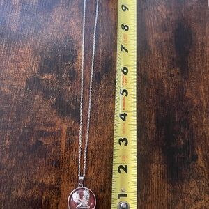 Silver Pendant Necklace with Red Accent N112